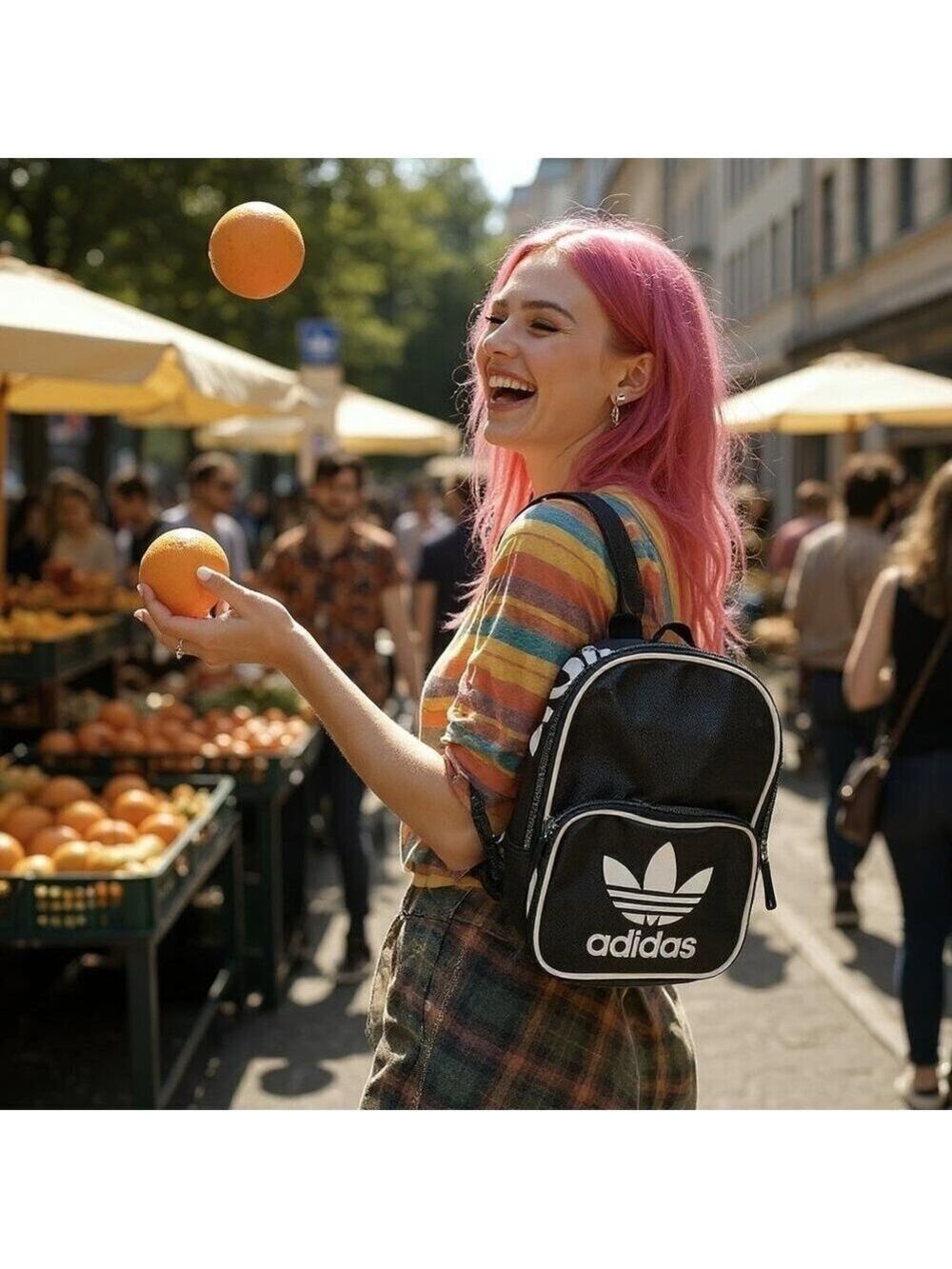 adidas Originals Black Mini Backpack Trefoil Logo Mini Backpack